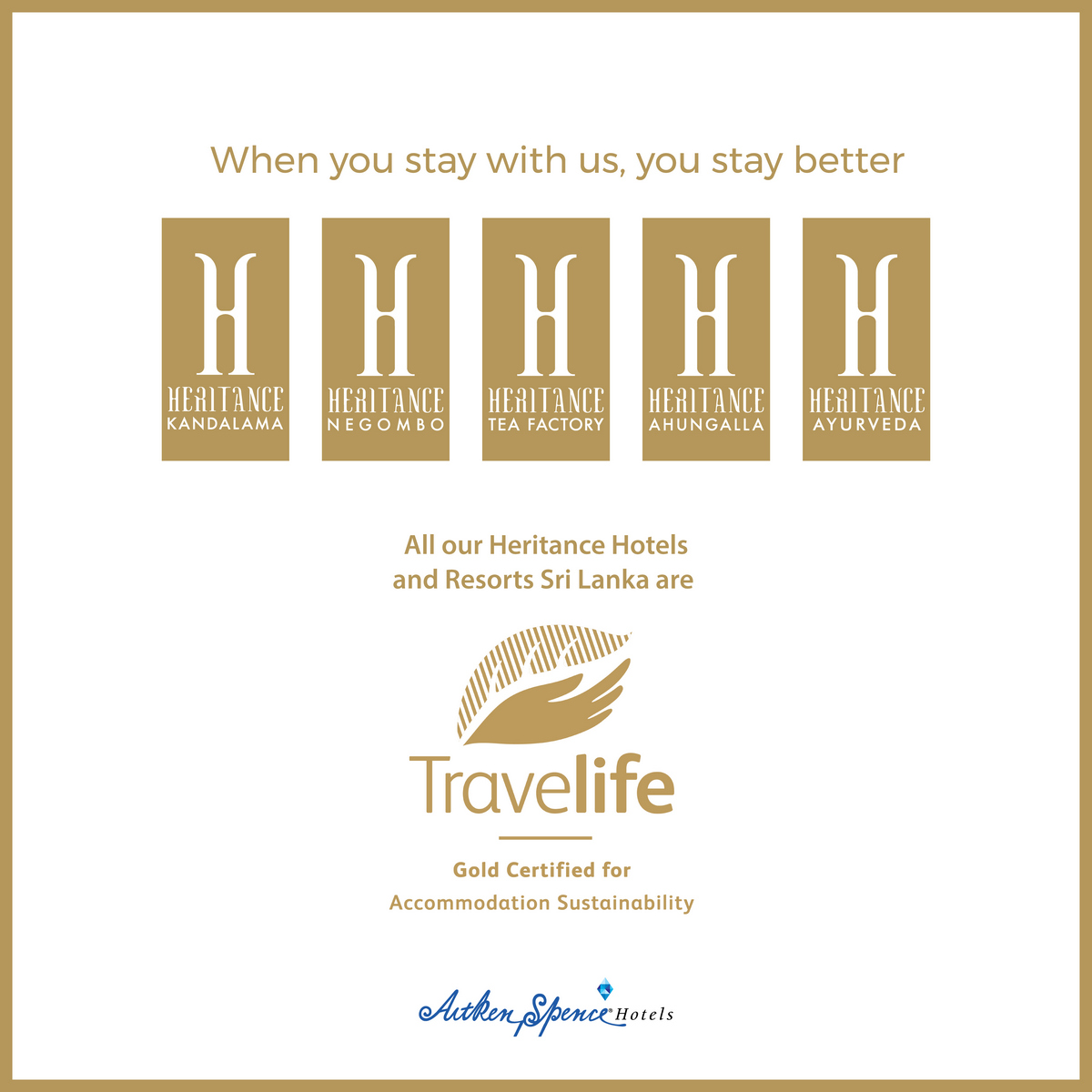 Aitken Spence’s Heritance Hotels receive Travelife Gold certification